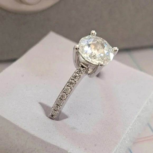 Genuine Moissanite Ring Platinum Over 925 Sterling Silver. - Picture 8 of 9
